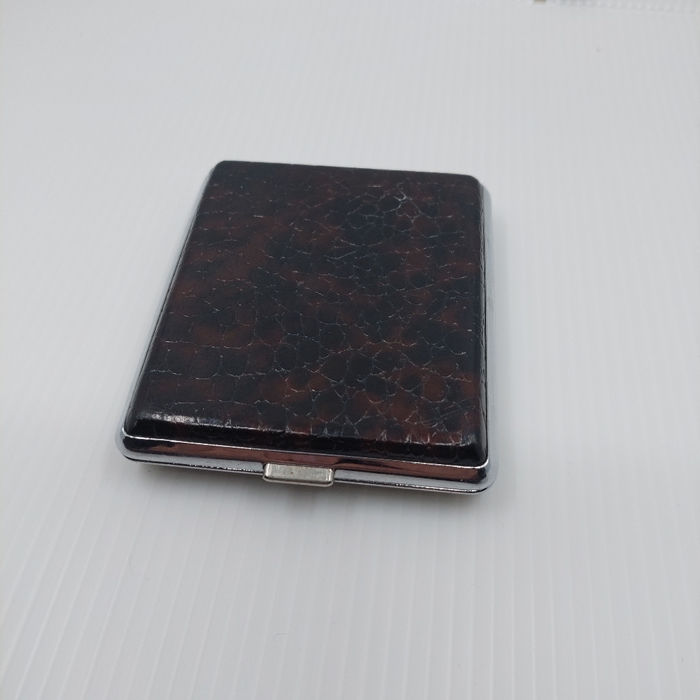 Vintage Leather Wrapped Metal Cigarette Case